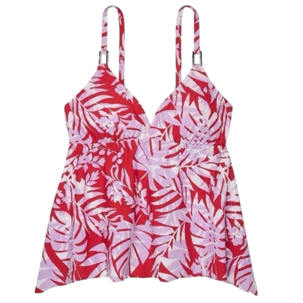 Kona Sol Sharkbite Hem Multicolor Layered Leaf
Tankini Swim Top